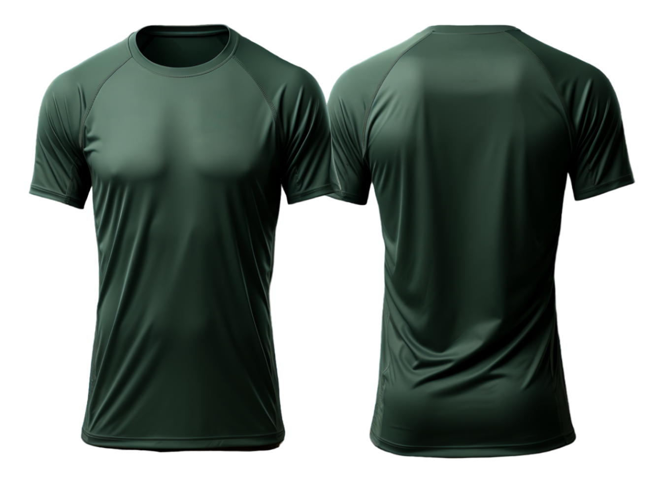 ai generado oscuro verde Deportes camiseta, jersey modelo diseño con frente y espalda puntos de vista, generado ai png