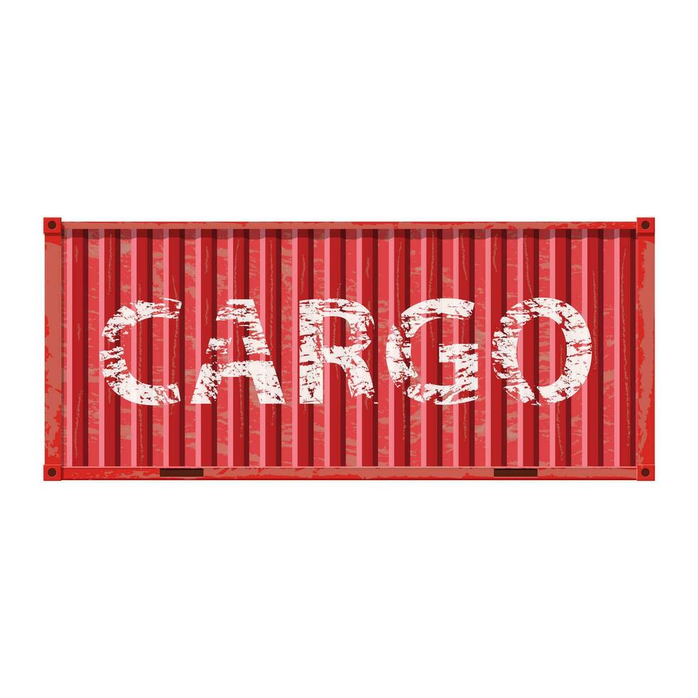 Freight shipping, metall red cargo container. logistics and transportation. Vector illustration isolated on white background