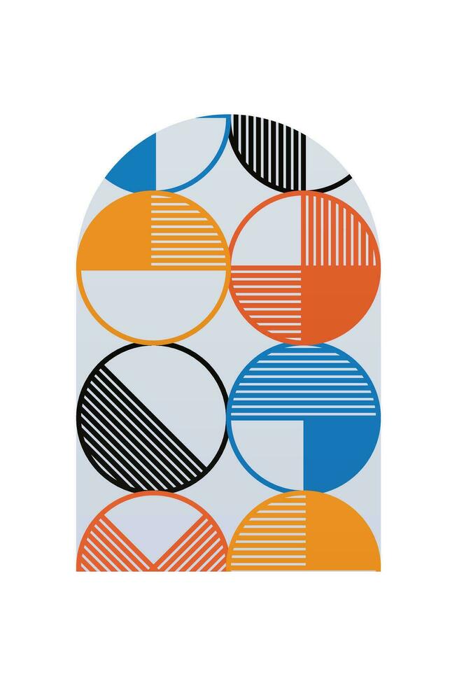 Abstract Geometric Bauhaus Wall Decoration Poster. Mid Century Modern Wall Art vector