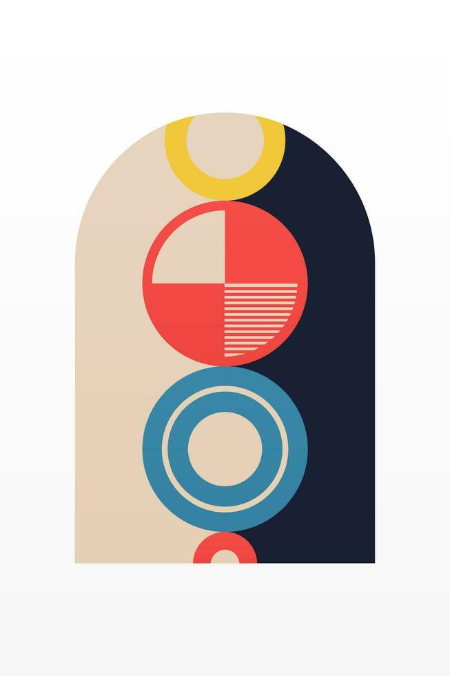 Abstract Geometric Bauhaus Wall Decoration Poster. Mid Century Modern Wall Art vector
