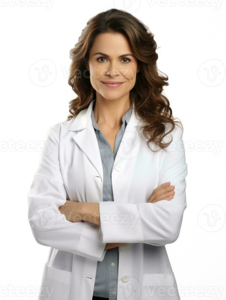 AI generated Professional pharmacist in white background photo