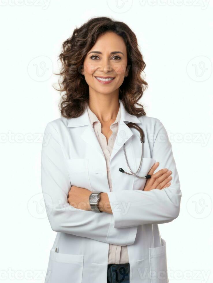 AI generated Professional pharmacist in white background photo