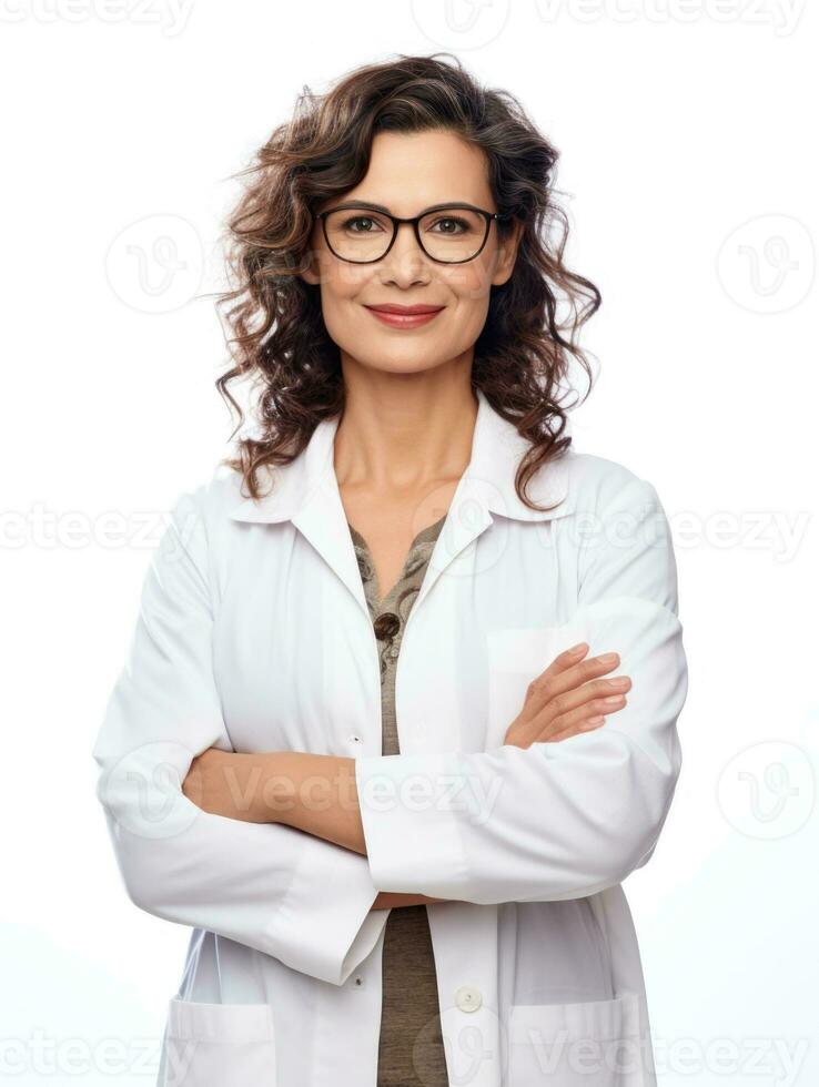 AI generated Professional pharmacist in white background photo