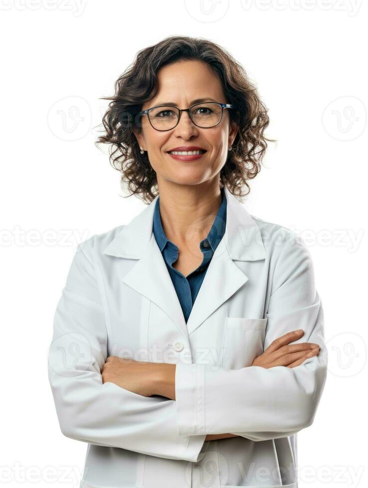 AI generated Professional pharmacist in white background photo
