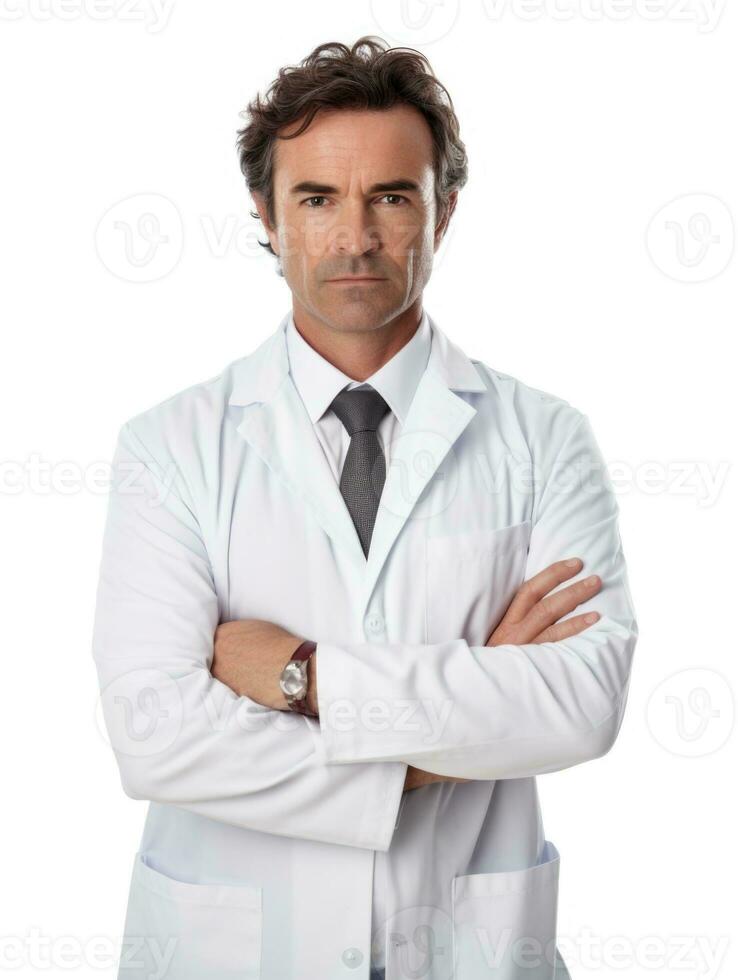AI generated Professional pharmacist in white background photo