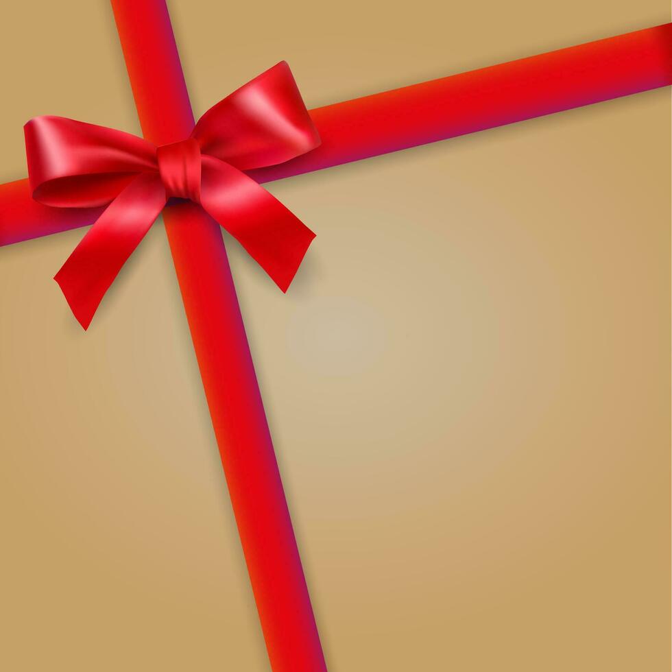 rojo arco y cinta en retro Clásico antiguo papel antecedentes. modelo para saludos cumpleaños enamorado Navidad nuevo año tarjeta. vector ilustración