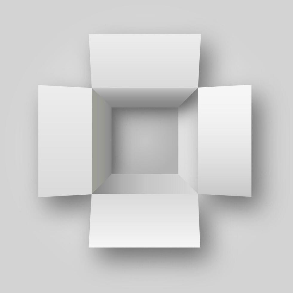 realistic opened white box top view vector illustration