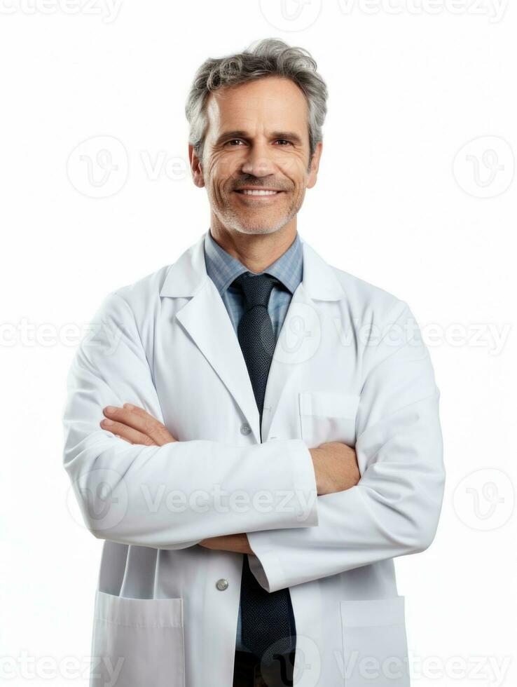 AI generated Professional pharmacist in white background photo