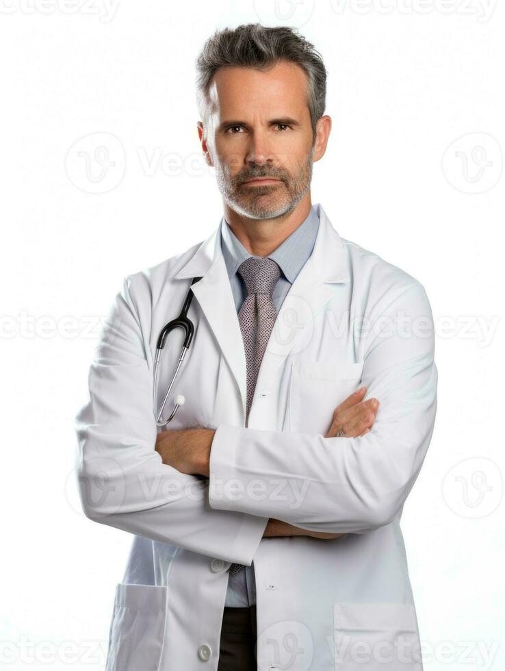 AI generated Professional pharmacist in white background photo