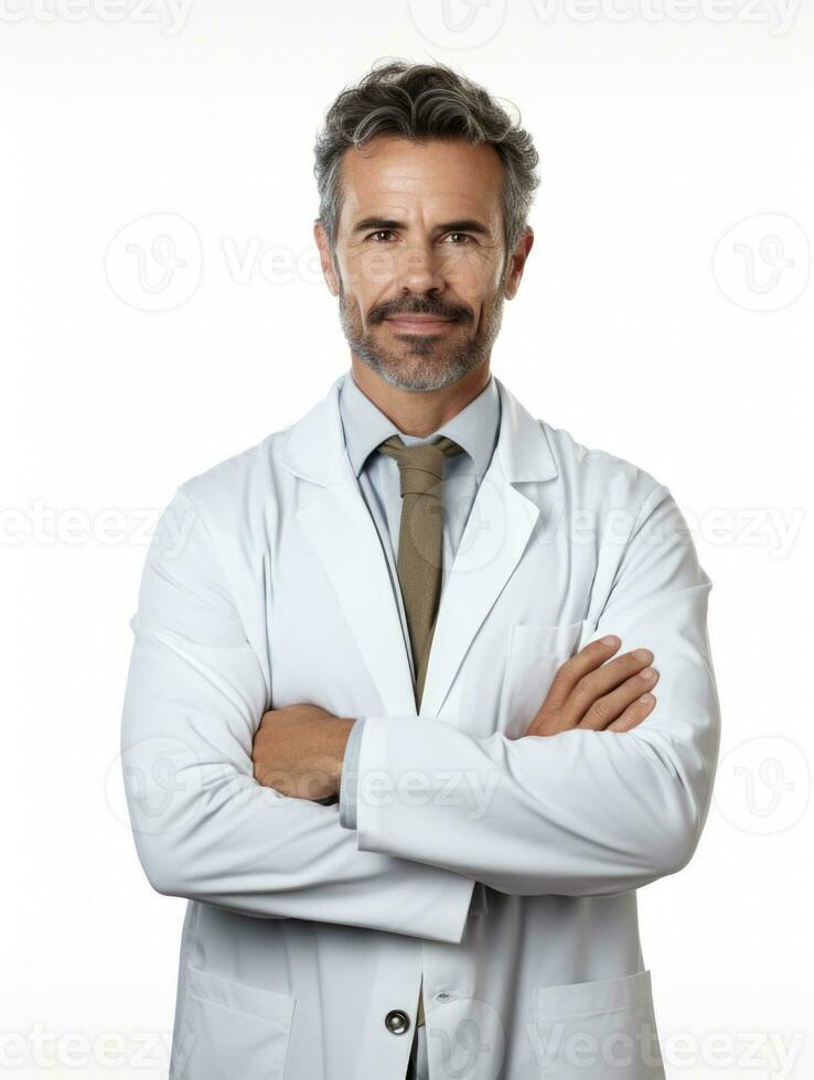 AI generated Professional pharmacist in white background photo