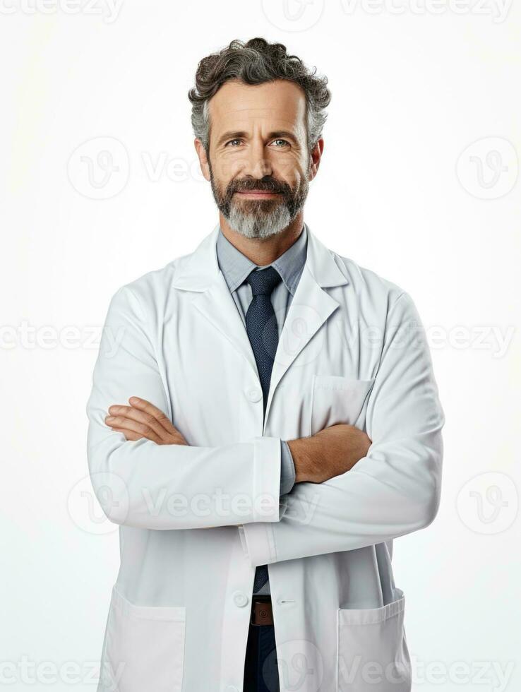 AI generated Professional pharmacist in white background photo