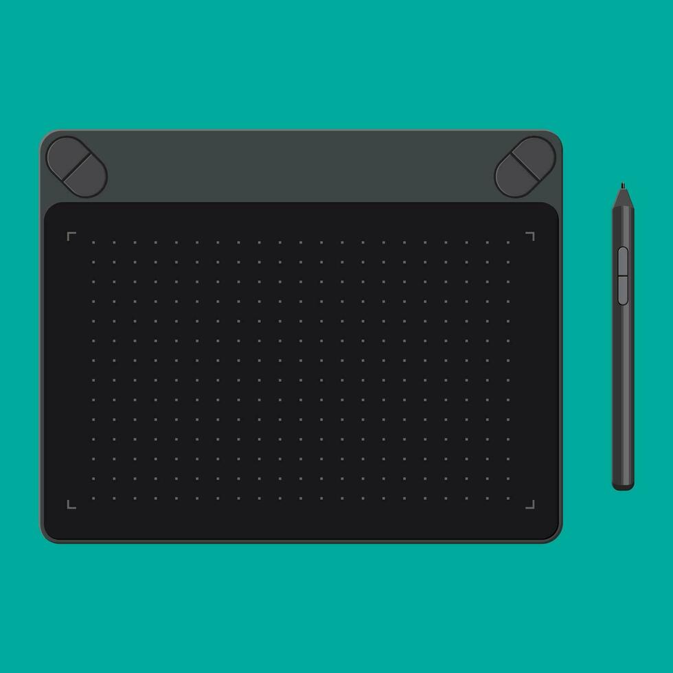 Graphic tablet. Tab and pen. Digital device to draw for designers and illustrators. Vector illustration in flat style