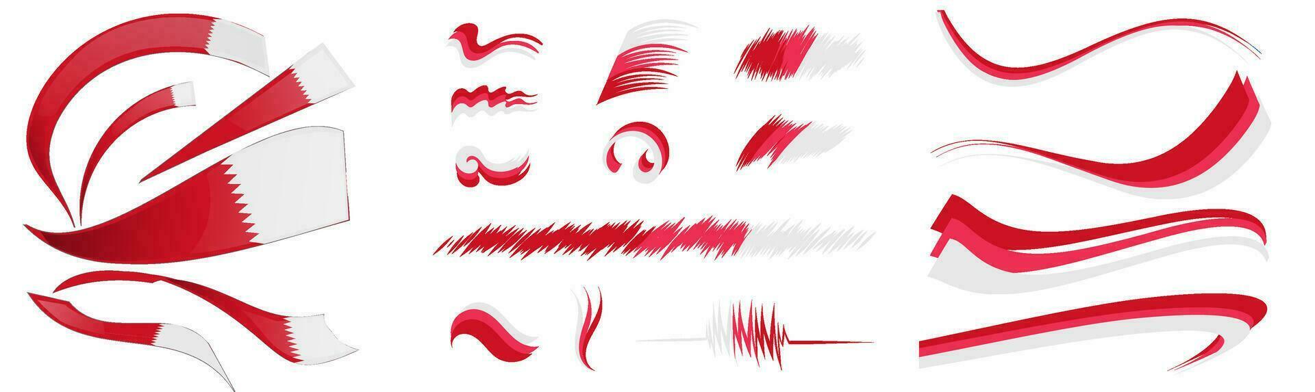 Bahrein flag set elements, vector illustration on a white background
