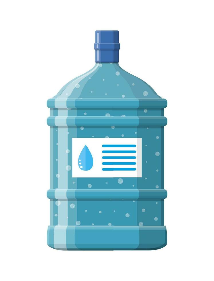 Big bottle with clean water for cooler. Plastic container for pure drinking water. Vector illustration in flat style