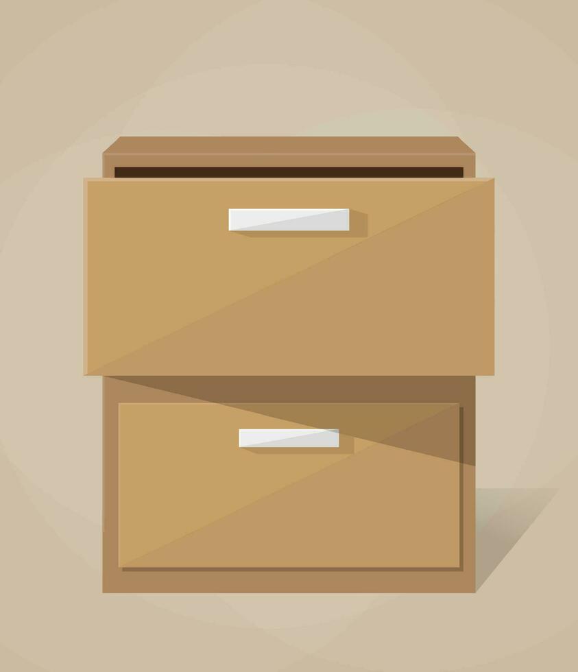 brown wooden office archive filling cabinet. furniture. vector illustration in flat design light background