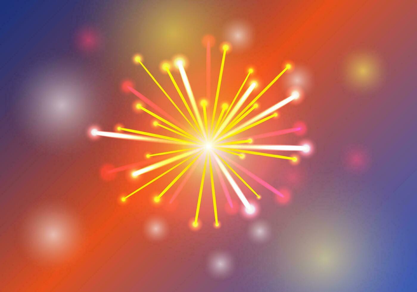 Vector Illustration of Fireworks orange and red color