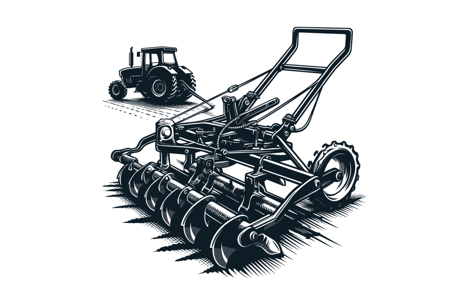 Cultivator Farm Tools Illustration Silhouette PNG File