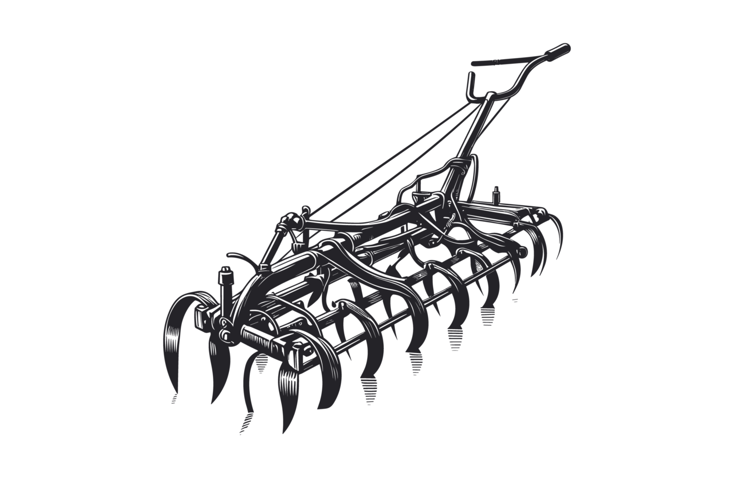 Cultivator Farm Tools Illustration Silhouette PNG File