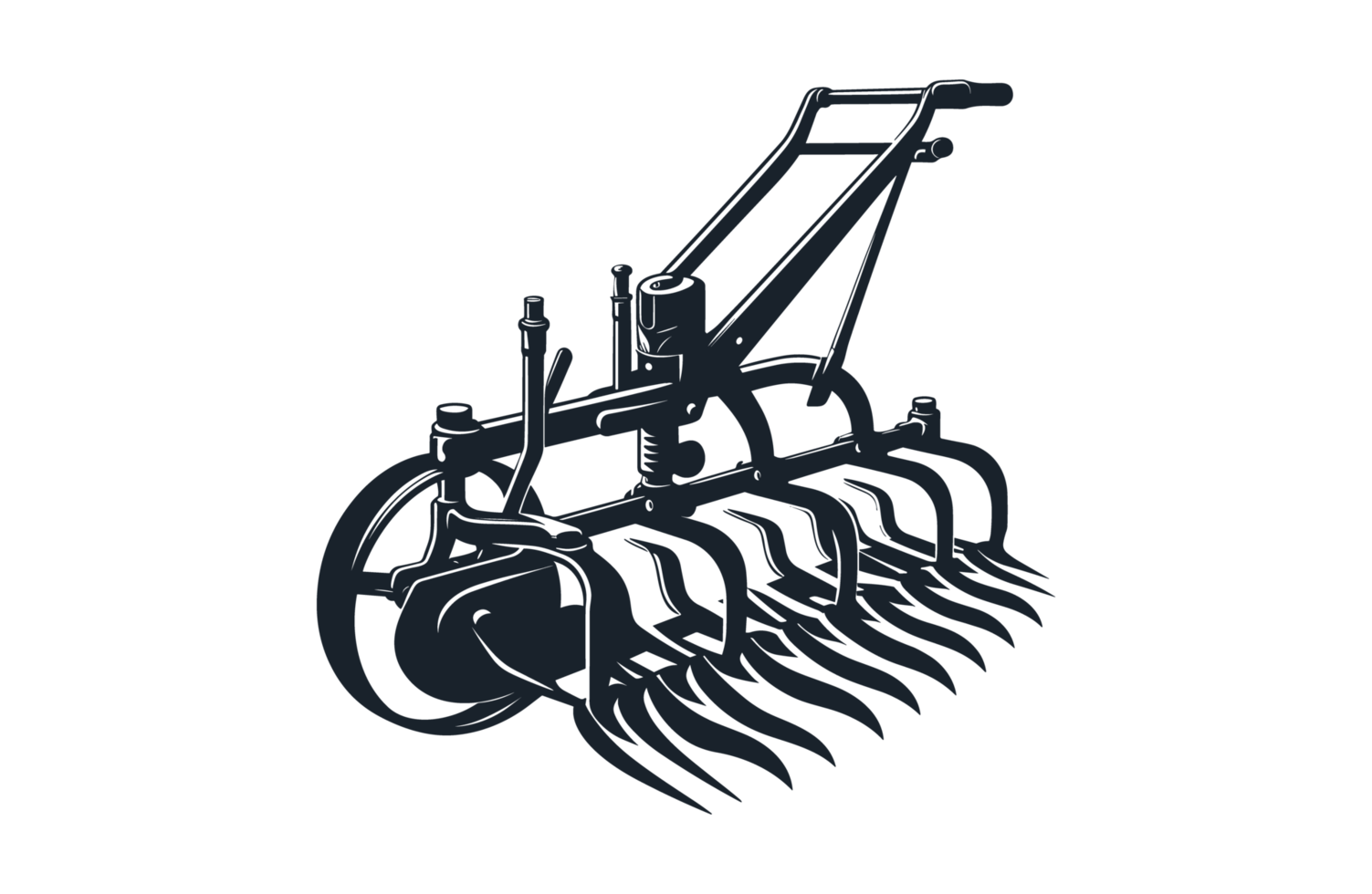 Coltivatore azienda agricola utensili illustrazione silhouette png file