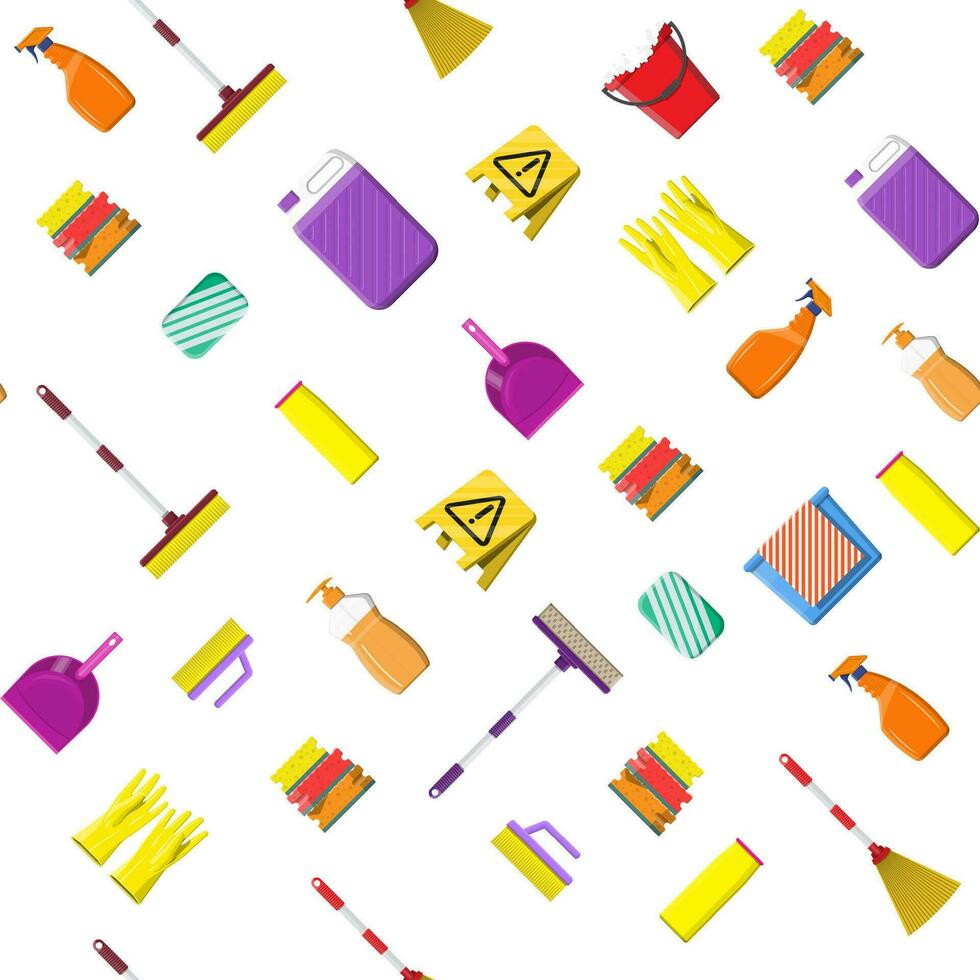 Cleaning set seamless pattern. vector