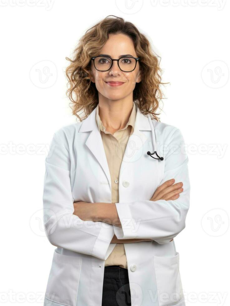 AI generated Professional pharmacist in white background photo