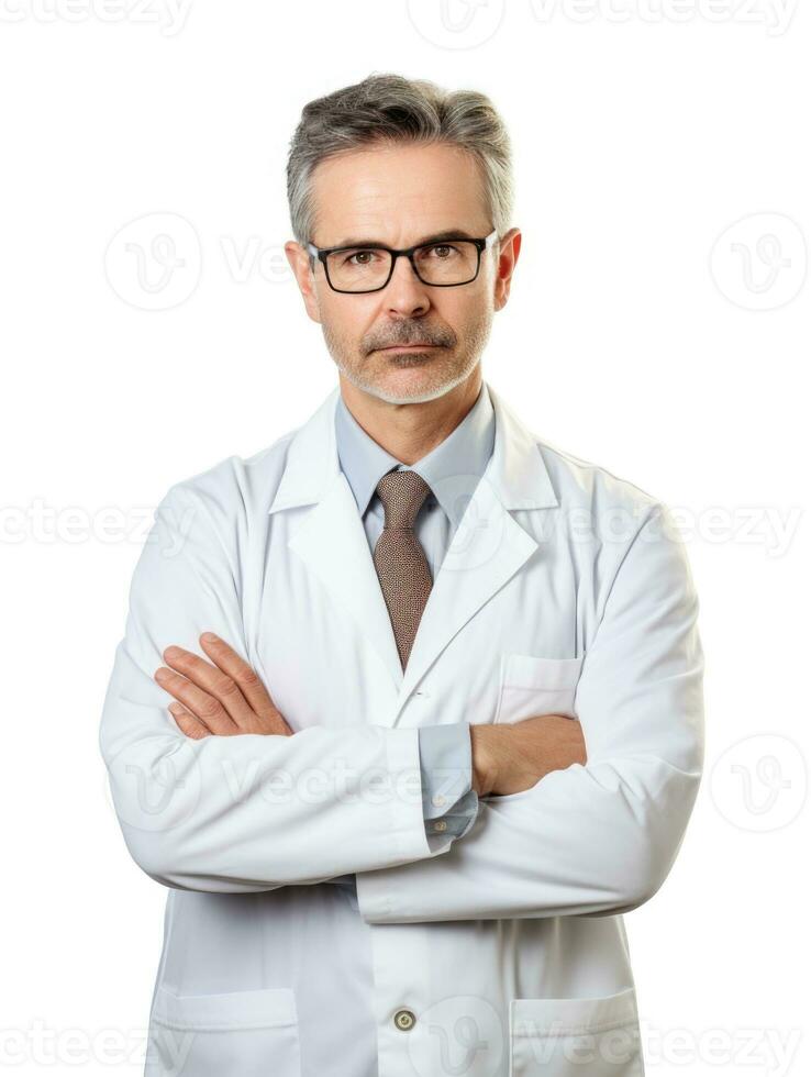 AI generated Professional pharmacist in white background photo