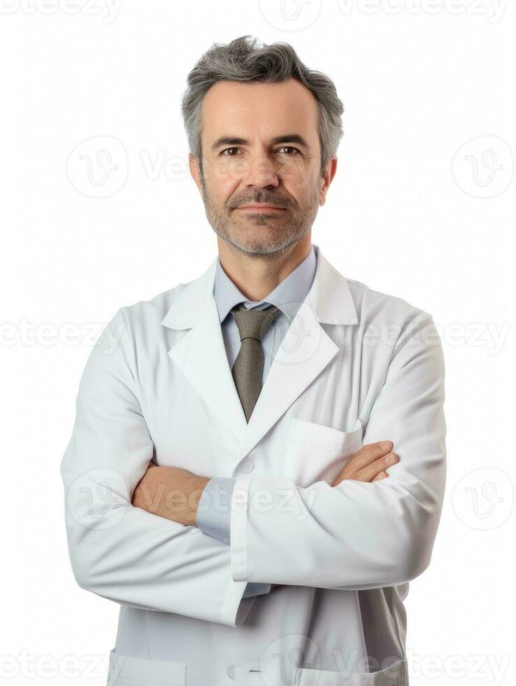 AI generated Professional pharmacist in white background photo