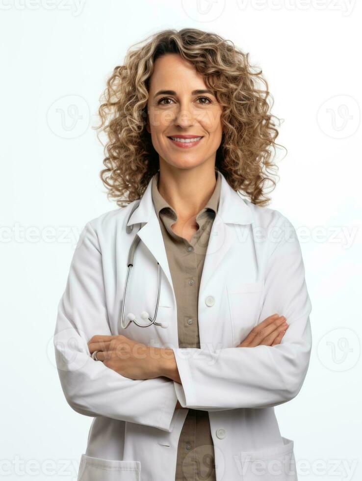 AI generated Professional pharmacist in white background photo
