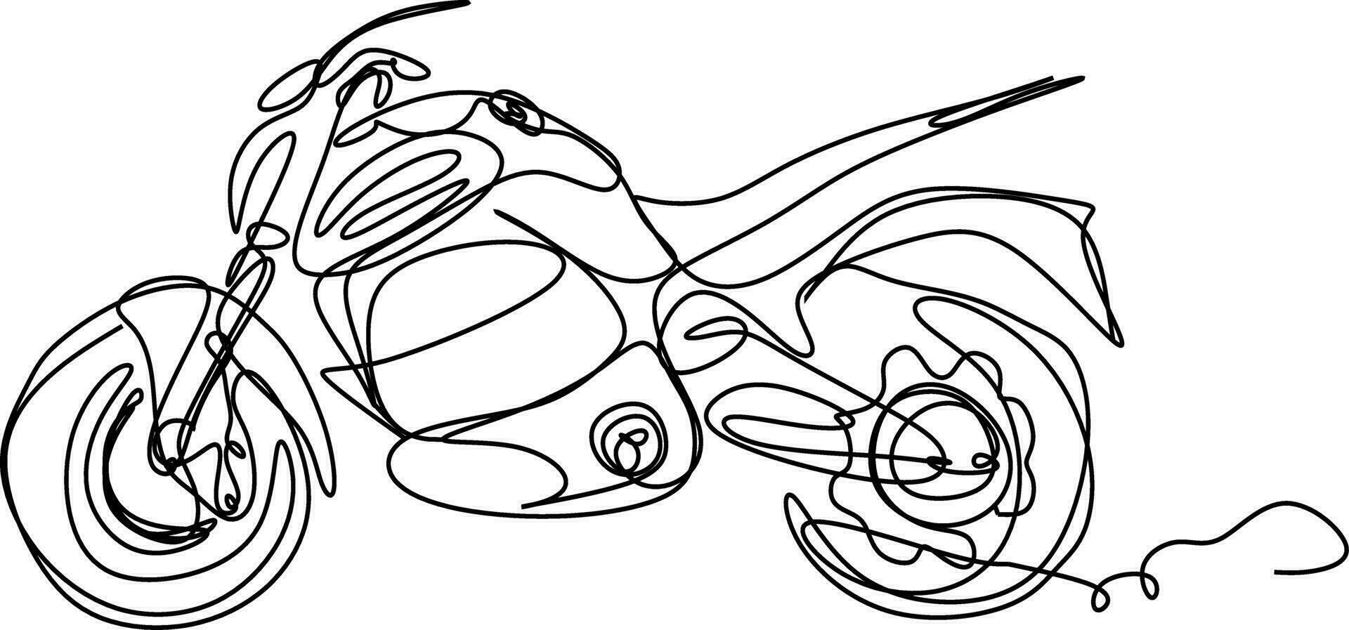 One line art. continuous line art. hand drawn sketch of a motorcycle vector