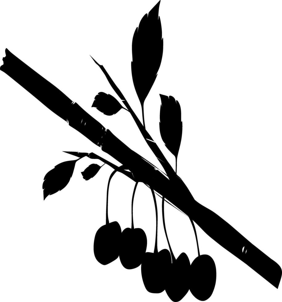 hand-drawn sketch of a plant. silhouette in black and white vector