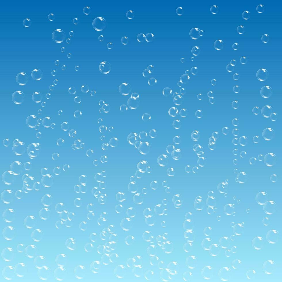 Water bubbles pattern on blue background. Vector illustration.