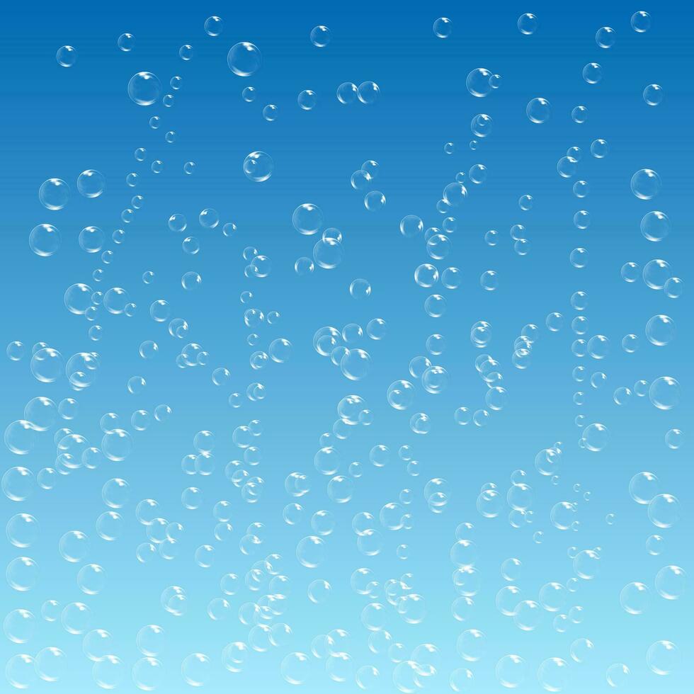 Water bubbles pattern on blue background. Vector illustration.