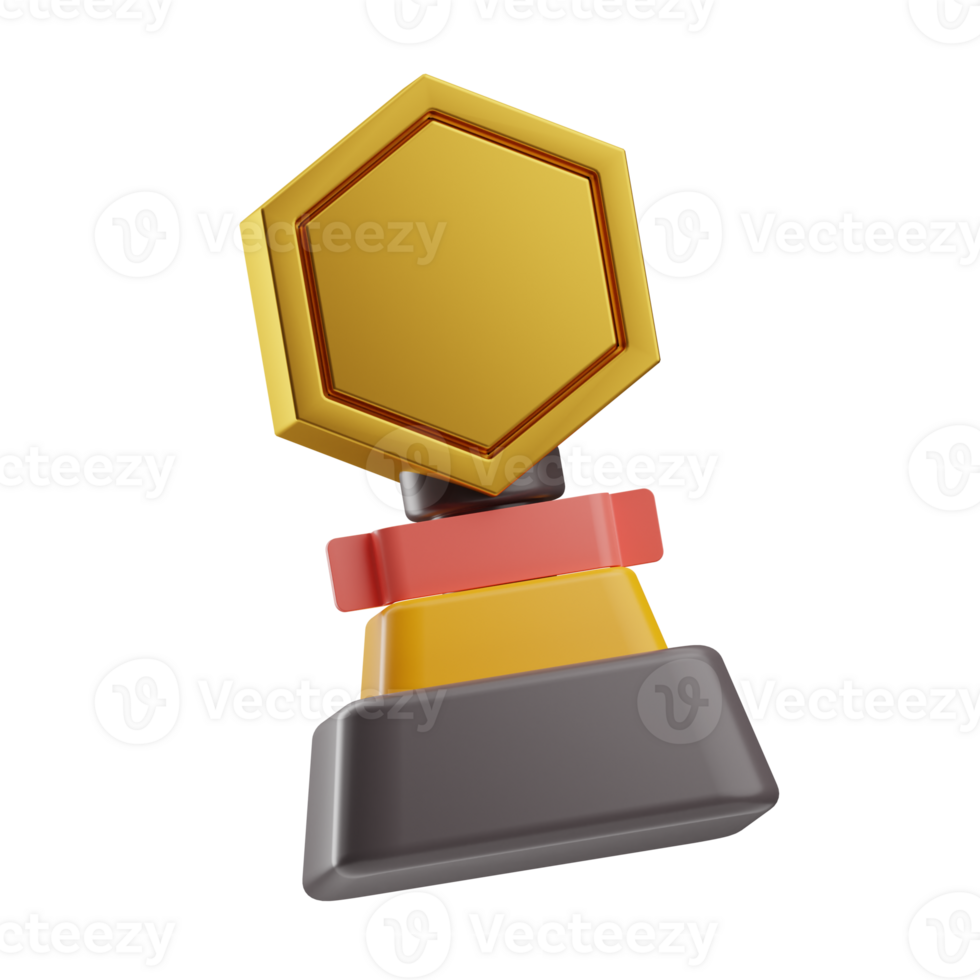recompensa y insignias objeto trofeo hexagonal 3d ilustración png