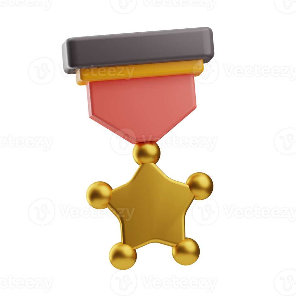 Reward And Badges Object Medal Star 3D Illustration png