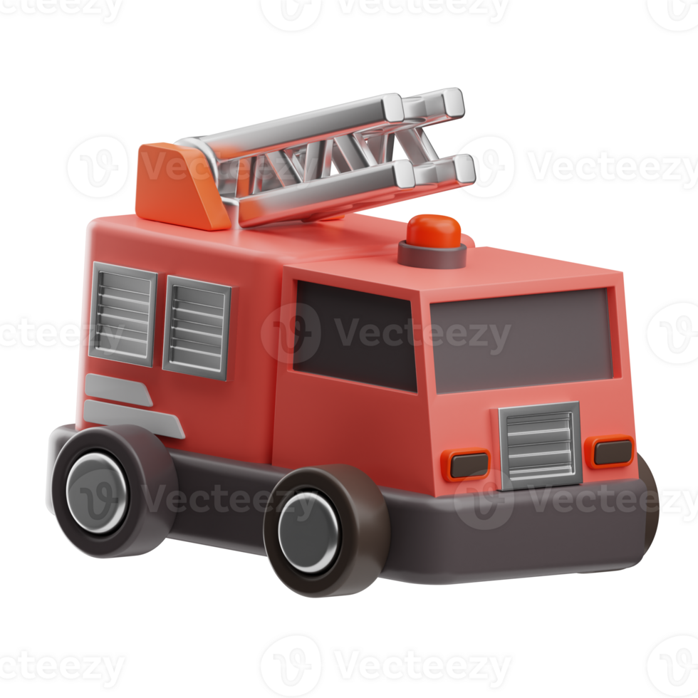 sapeur pompier objet Feu un camion 3d illustration png