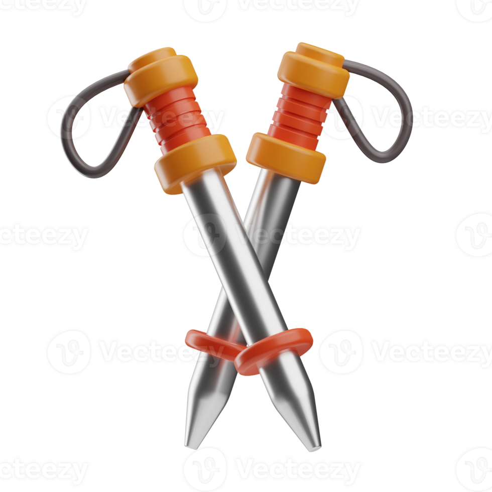 Season Time Object Ski Sticks 3D Illustration png