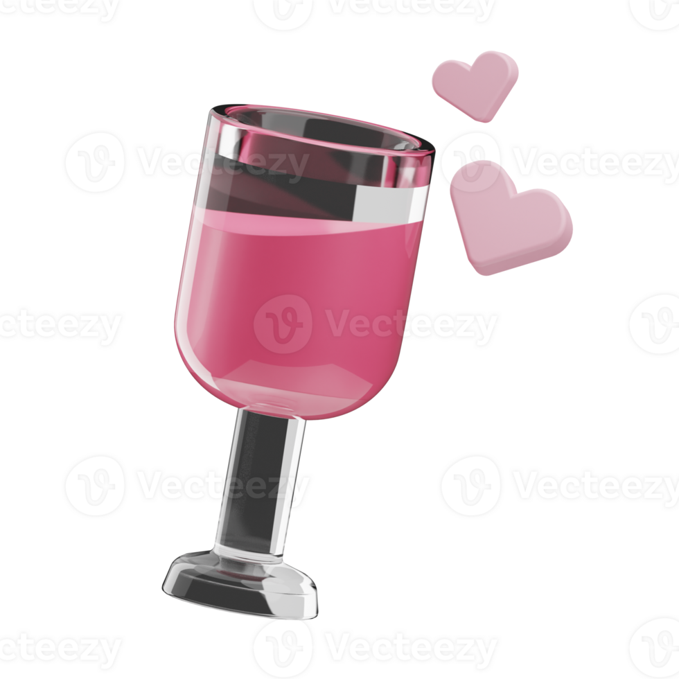 Wedding Object Wine Glass 3D Illustration png