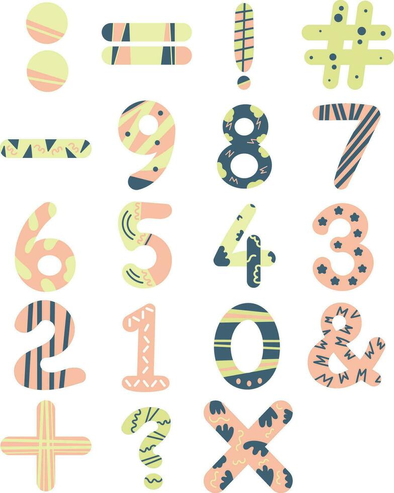 Fun Learning Numbers Illustration Set vector