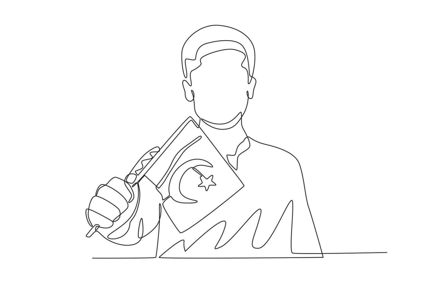A man shows a small Pakistani flag vector
