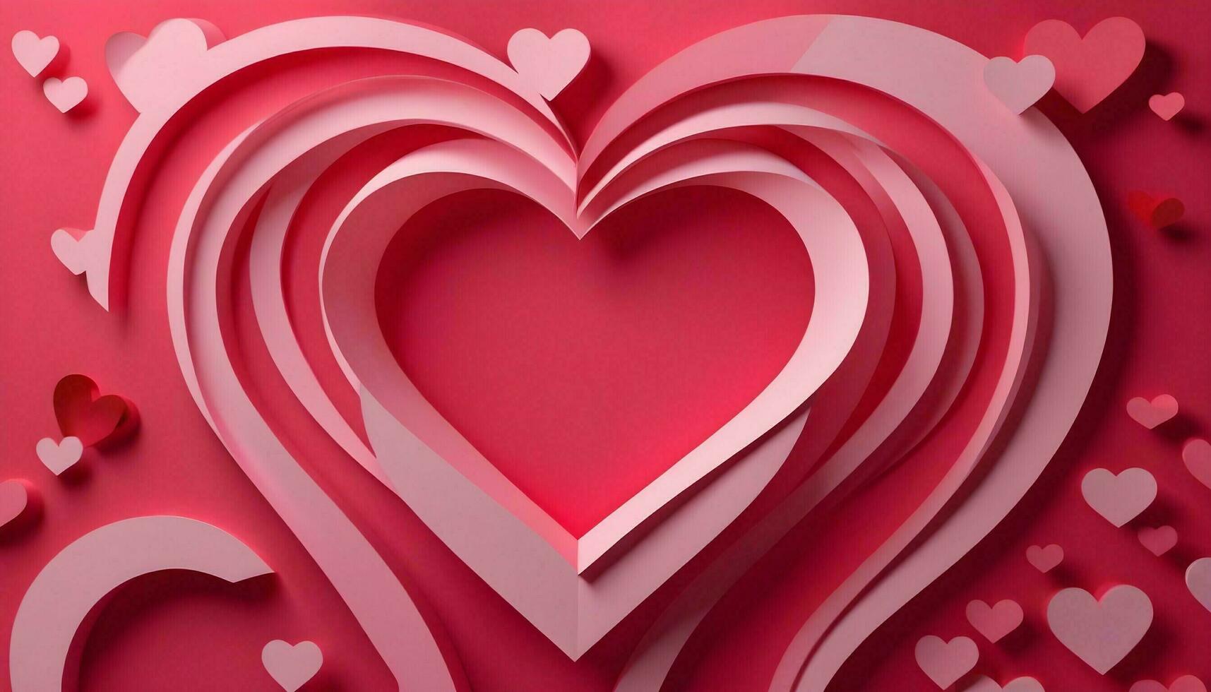 AI generated paper cut style red and pink hart background photo