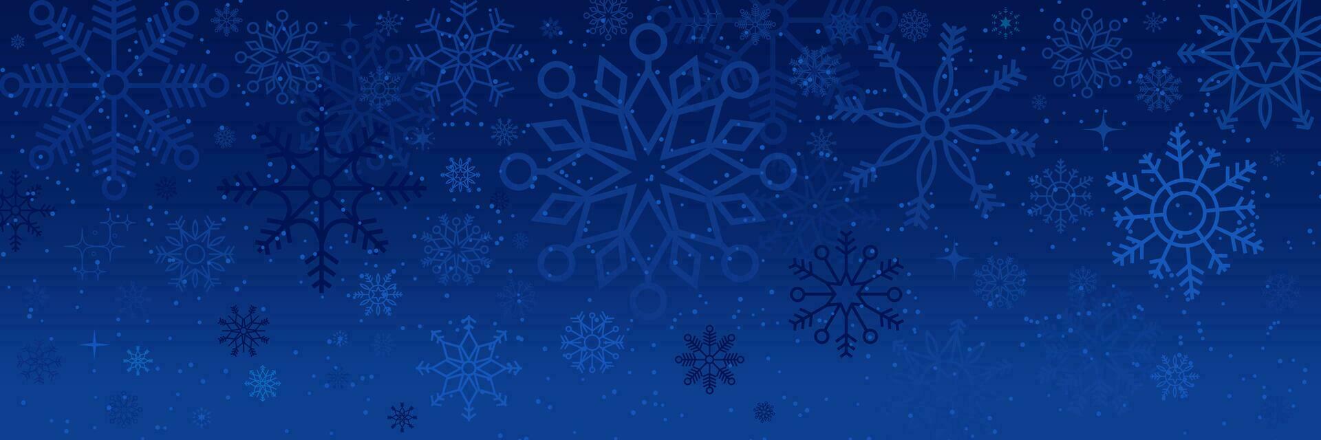 Winter and Christmas background with snowflakes. Christmas background for greeting card. New year and Christmas greeting card. Blue background. Vector illustration