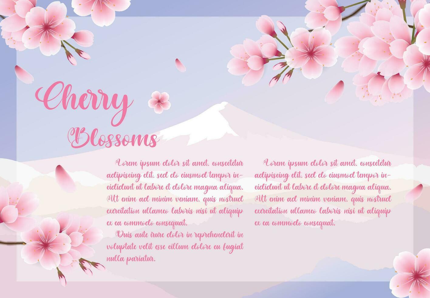 Square cherry blossom template, greeting card, background vector