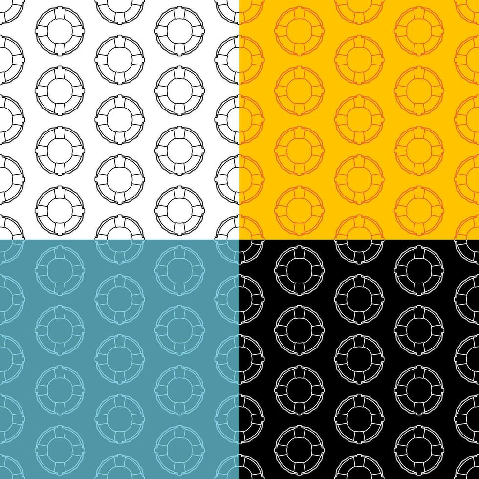 set of seamless patterns with Life ring icon. Equipment for rescue of drowning. Ornament for decoration and printing on fabric. Design element. Vector