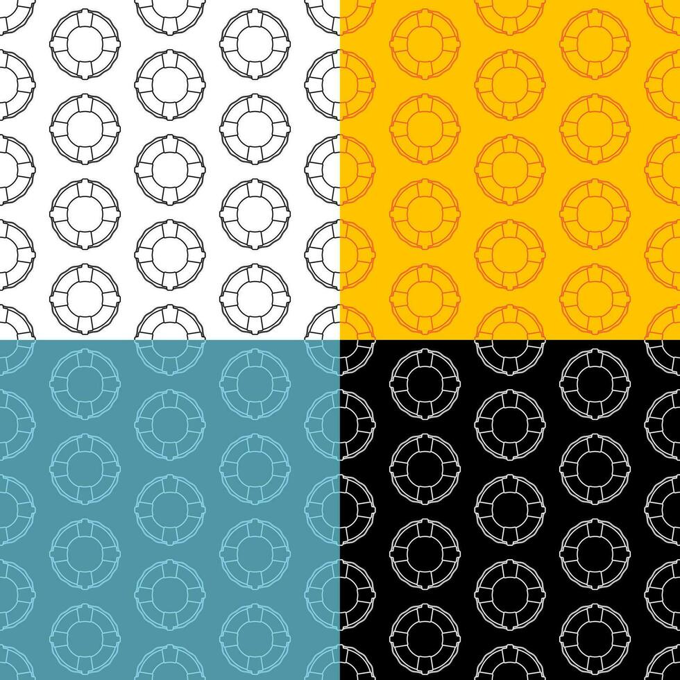 set of seamless patterns with Life ring icon. Equipment for rescue of drowning. Ornament for decoration and printing on fabric. Design element. Vector