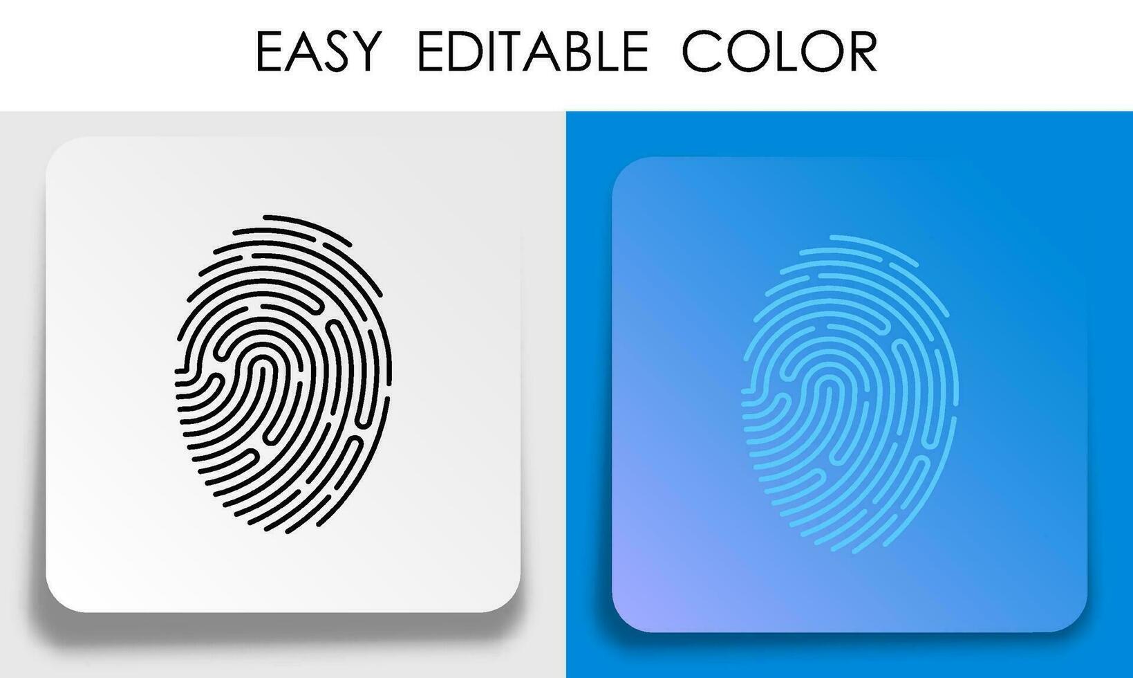 person digital fingerprint icon on paper square sticker with shadow. Biometric identification of human data. Vector button