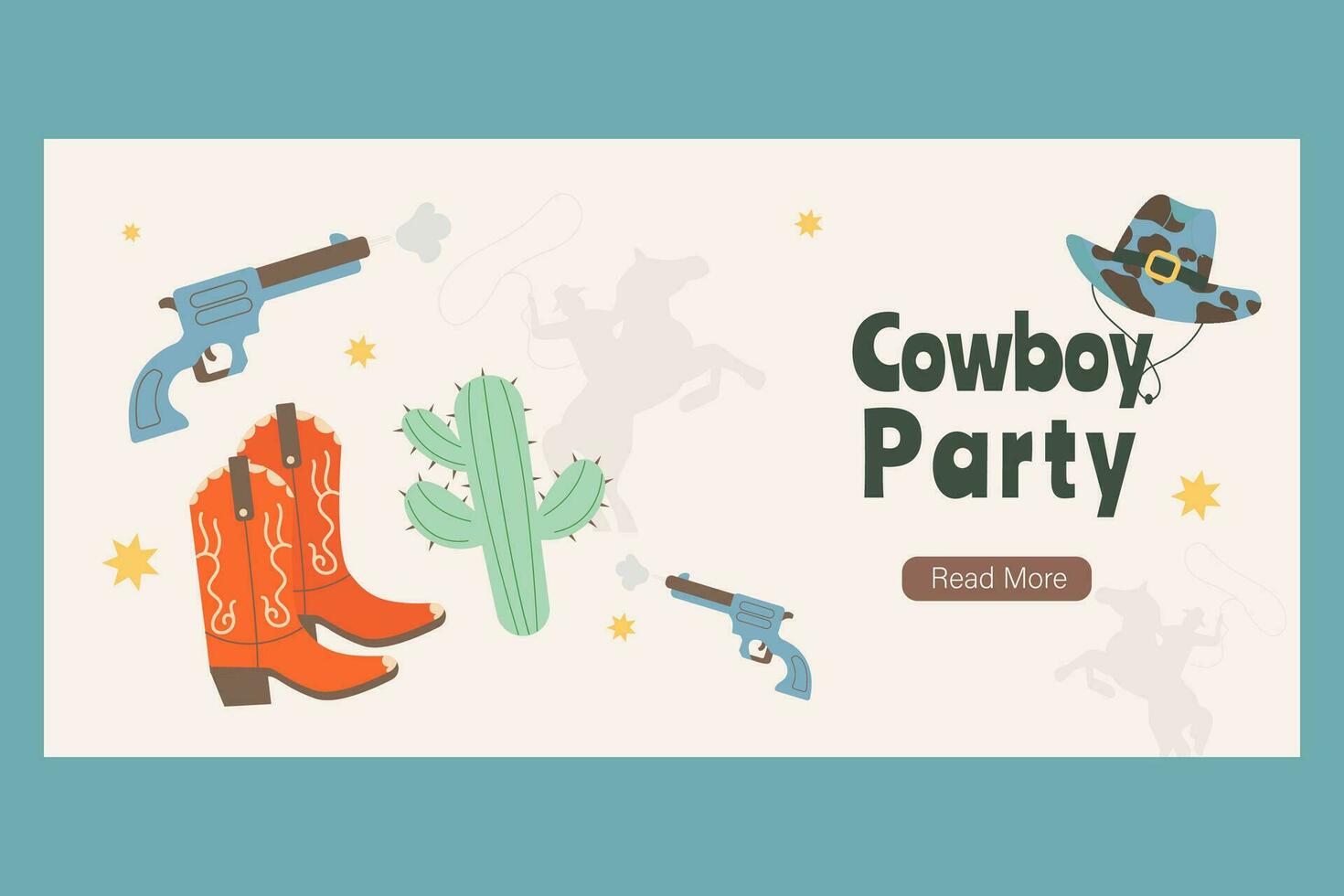Cowboy party banner in flat style vector