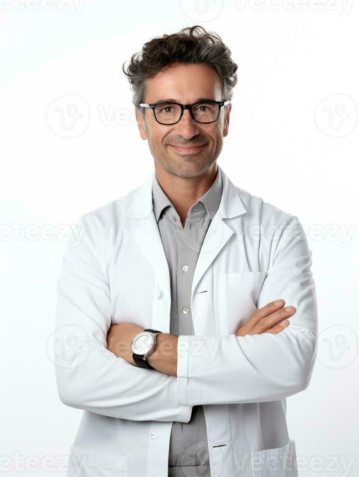 AI generated Professional pharmacist in white background photo