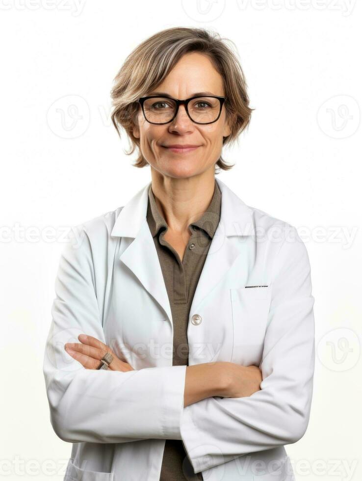 AI generated Professional pharmacist in white background photo