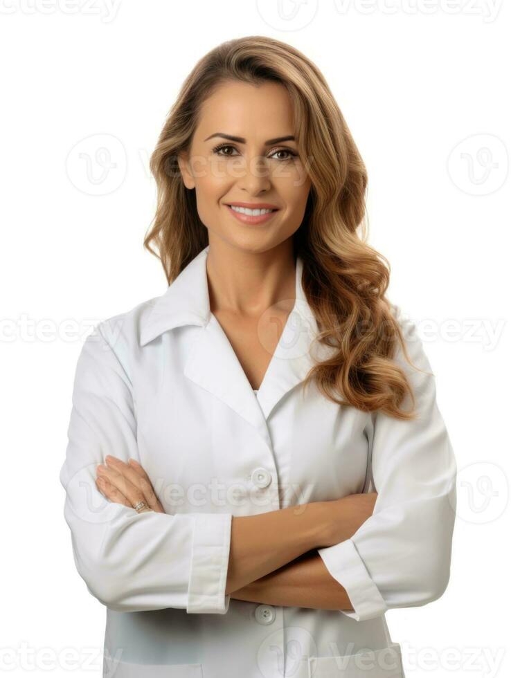 AI generated Professional pharmacist in white background photo