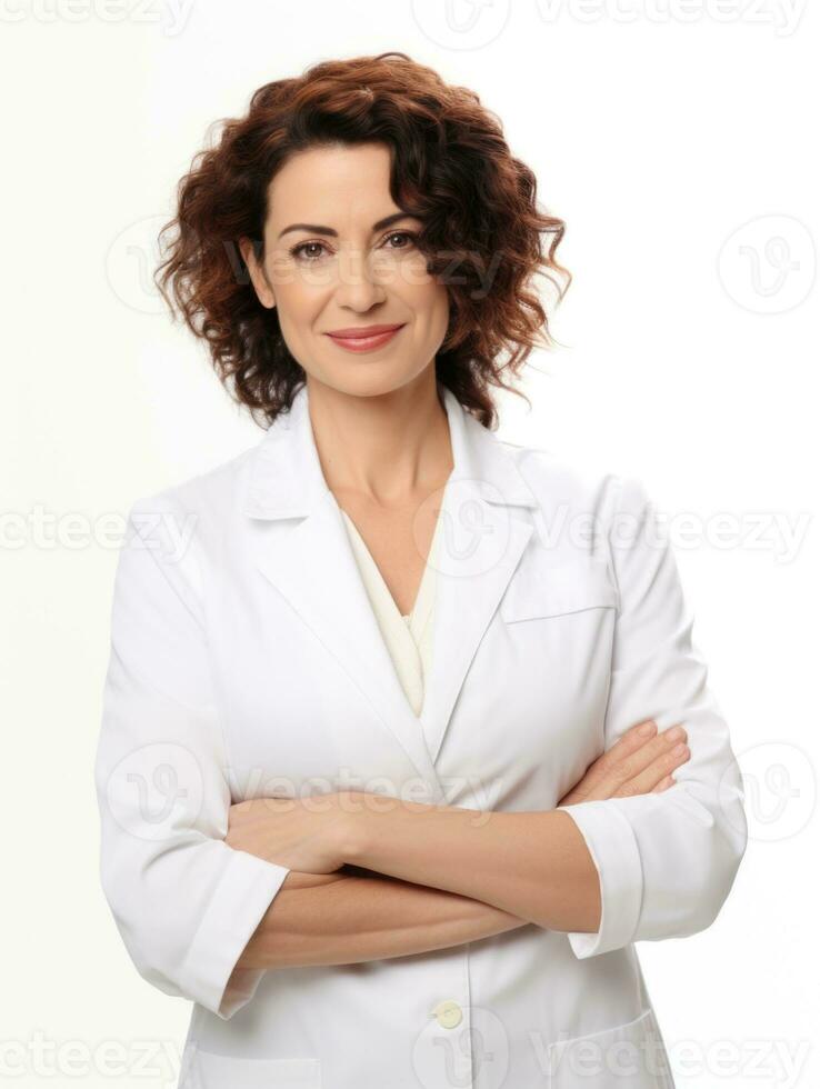 AI generated Professional pharmacist in white background photo